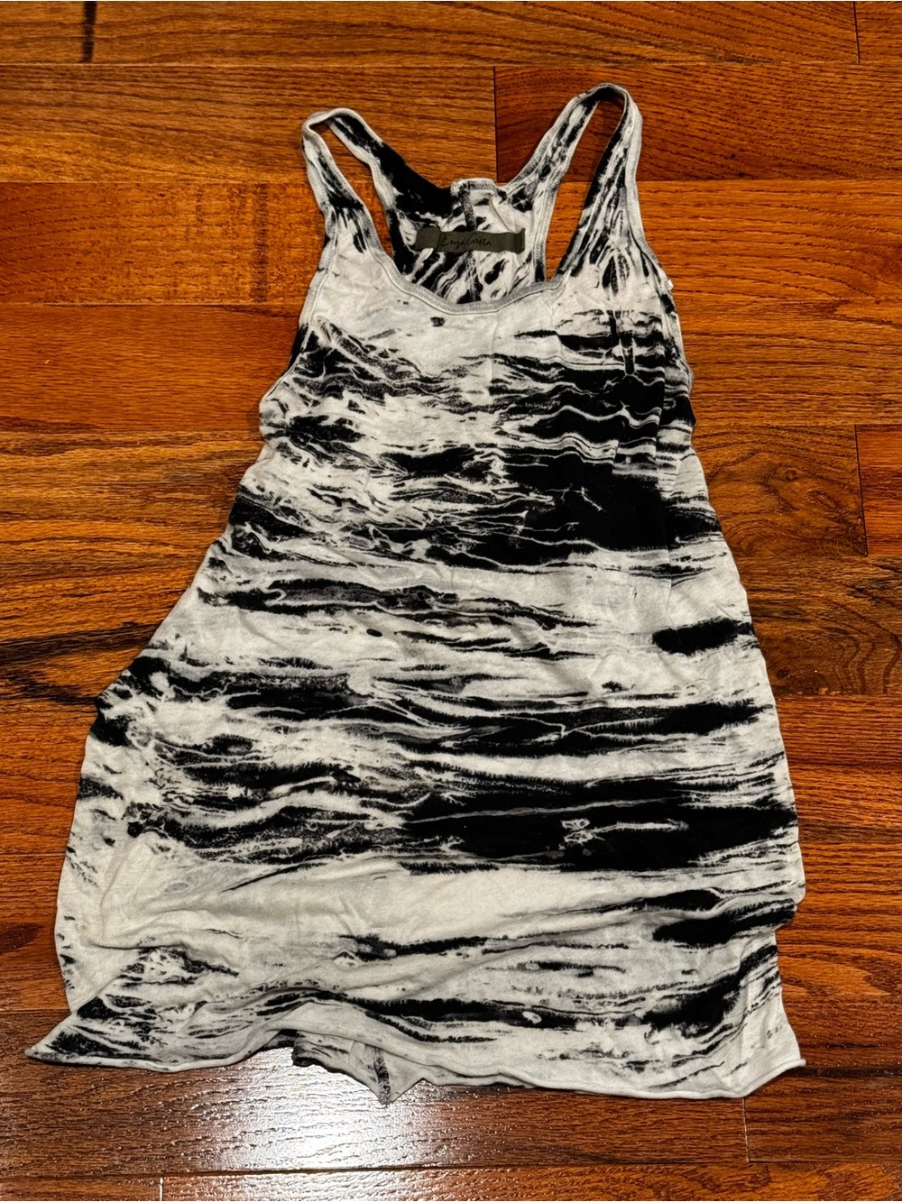 Enza Costa Pima Cotton Black White Marble Racerback Tank Longline Small - Picture 1 of 6